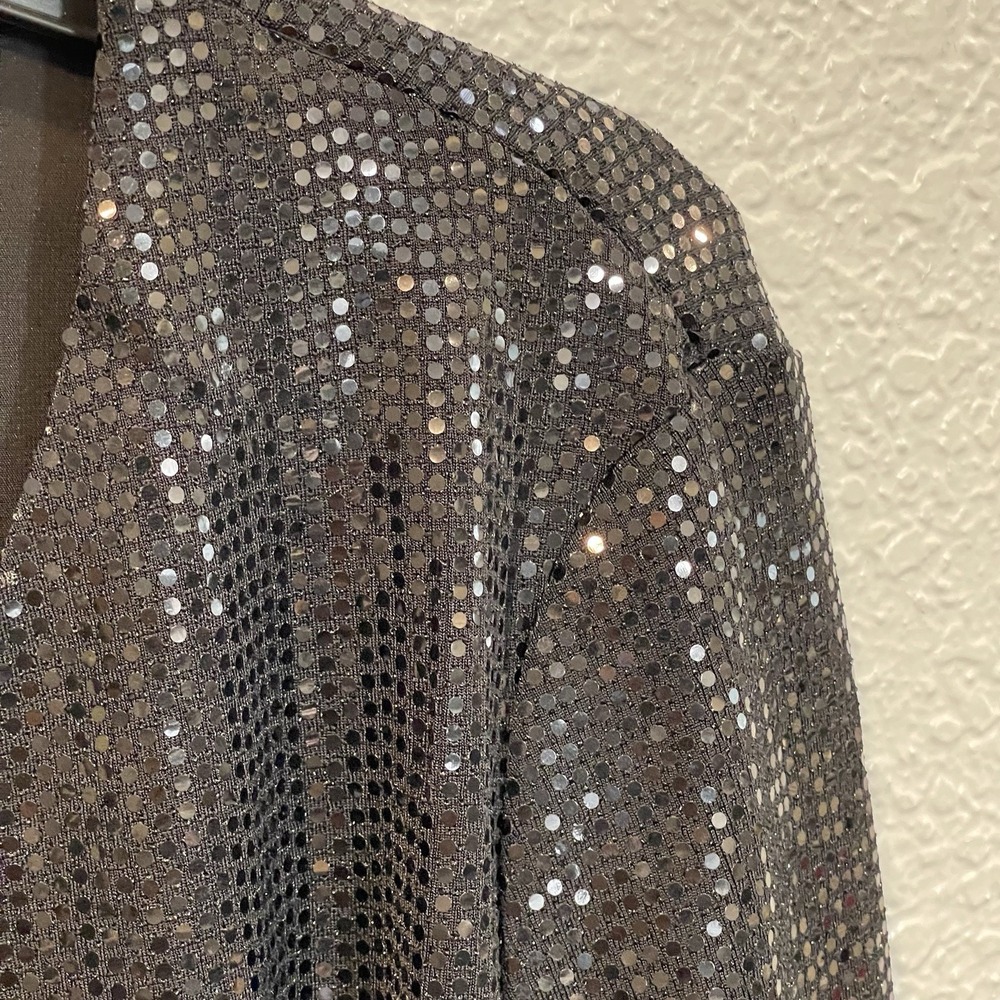 Carmen Marc Valvo Women's M Open Front Sequin Holiday Evening Jacket Blazer - Picture 4 of 12